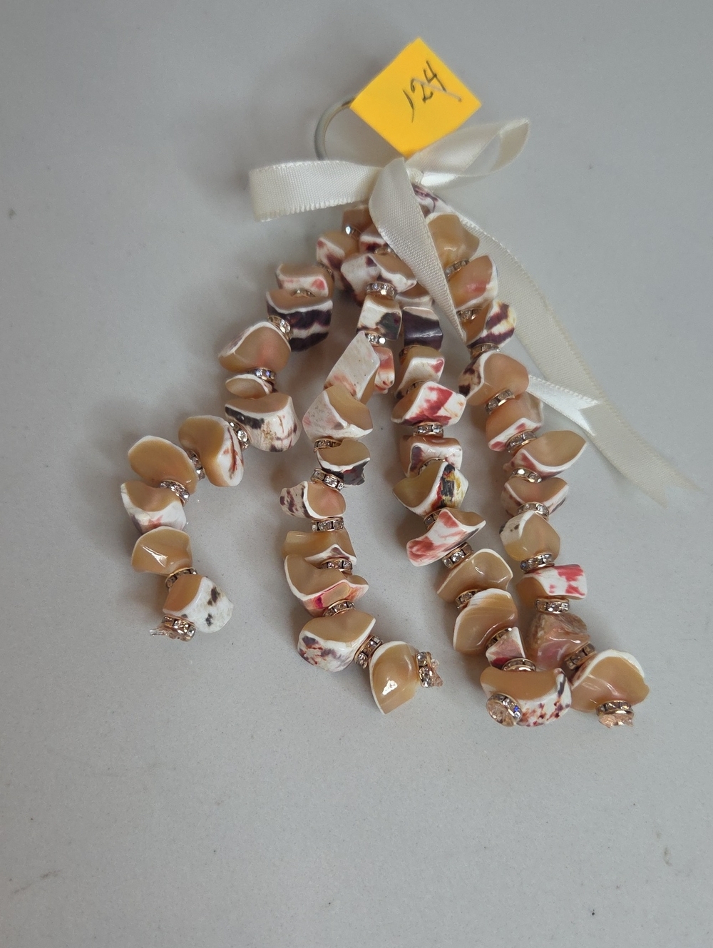 124 - Handmade Beige & Multicolor Shell Bag Charm